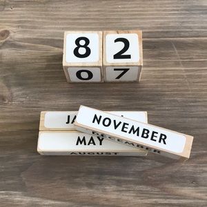 Wooden Month & Number Blocks